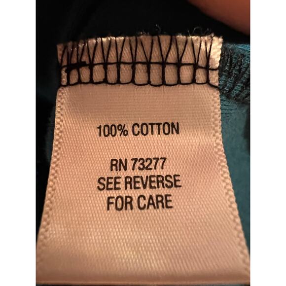 Croft & Barrow Women’s Top XXL Teal Black Print 3/4 Sleeve Button Shouldr Blouse - Picture 7 of 7